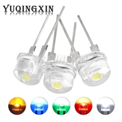 10PCS F8 8MM White Blue Green Red Yellow LED Super Bright Straw Hat Light Emitting Diode Highlighted White 0.5W Astigmatism