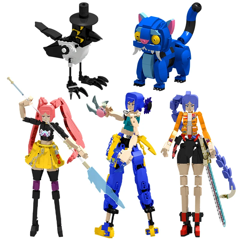 

Kawaii аниме девушки звезды охотники на демонов лев ворона строительные блоки модель K POP охотники на демонов креативные игрушки вороны льва детский подарок