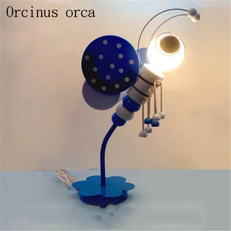 Creative cartoon honeybee chandelier children's room Princess Room Boy Girl Bedroom personality pink insect ceiling light image 2