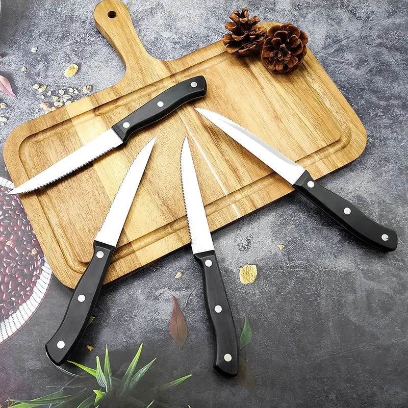 Stainless Steel Steak Knife Cutting Meat Serrated Blade Cutlery Bread Cutter Advanced Polypropylene Handle Wholesale Knife Set