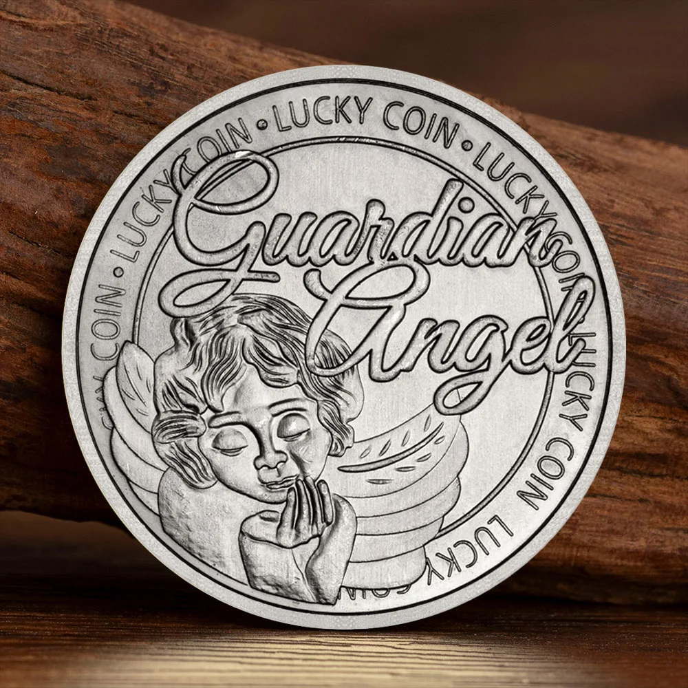 ملاك حارس لمشاهدةك وحمايةك عملة محظوظة قابلة للجمع مطلية بالنحاس عملات تذكارية لتزيين المنزل #1