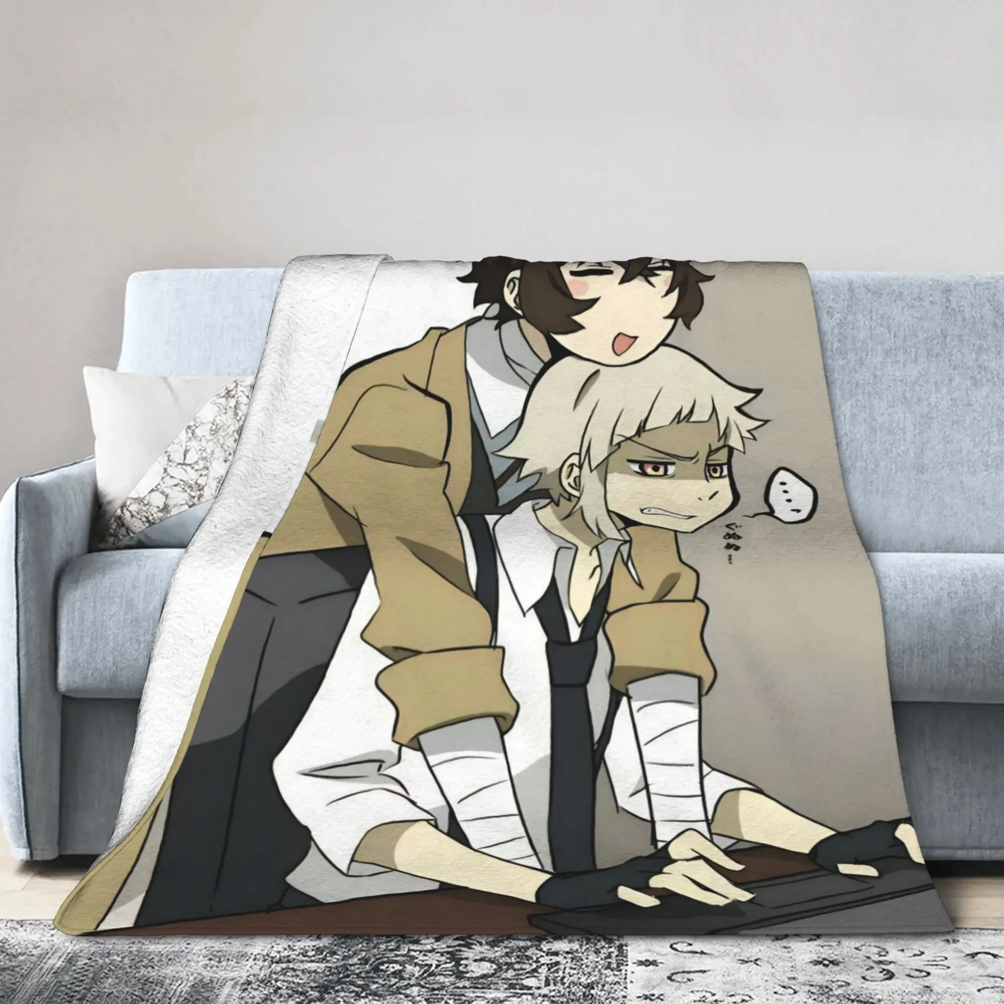 Dazai Bungo Stray Dogs Blankets Coral Fleece Plush Decoration Lightweight Thin Throw Blanket for Bedding Outdoor Bedspreads