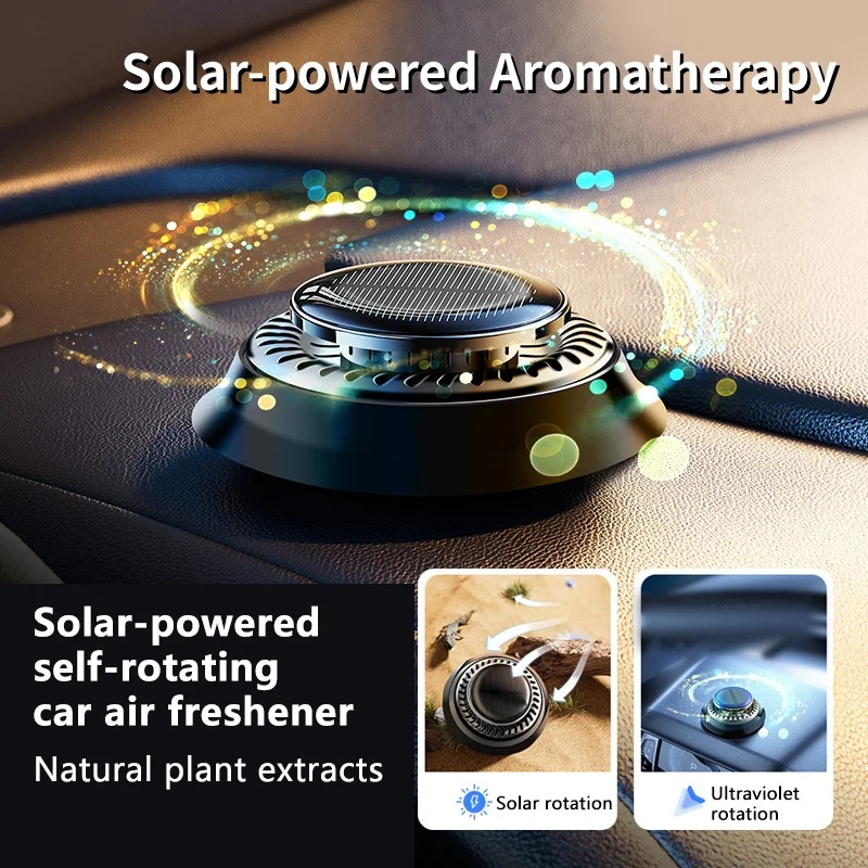 

Солнечный вращающийся автомобильный ароматизатор и освежитель воздуха, 4 натуральных аромата для релаксации, украшение для интерьера автомобиля