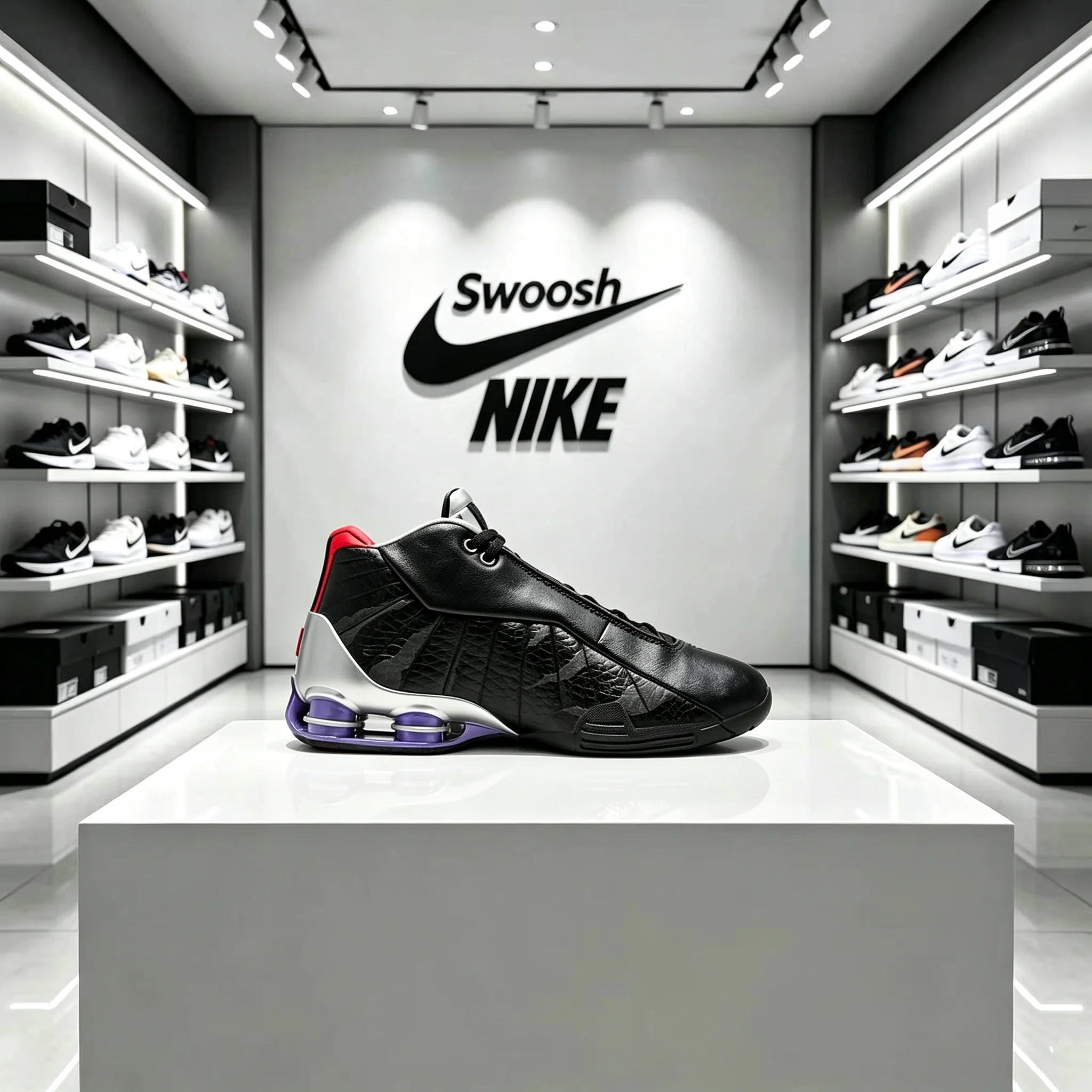 Nike Shox BB4 Carter Raptors Mid-Top Basketball Shoes Black Silver Purple CD9335‑002