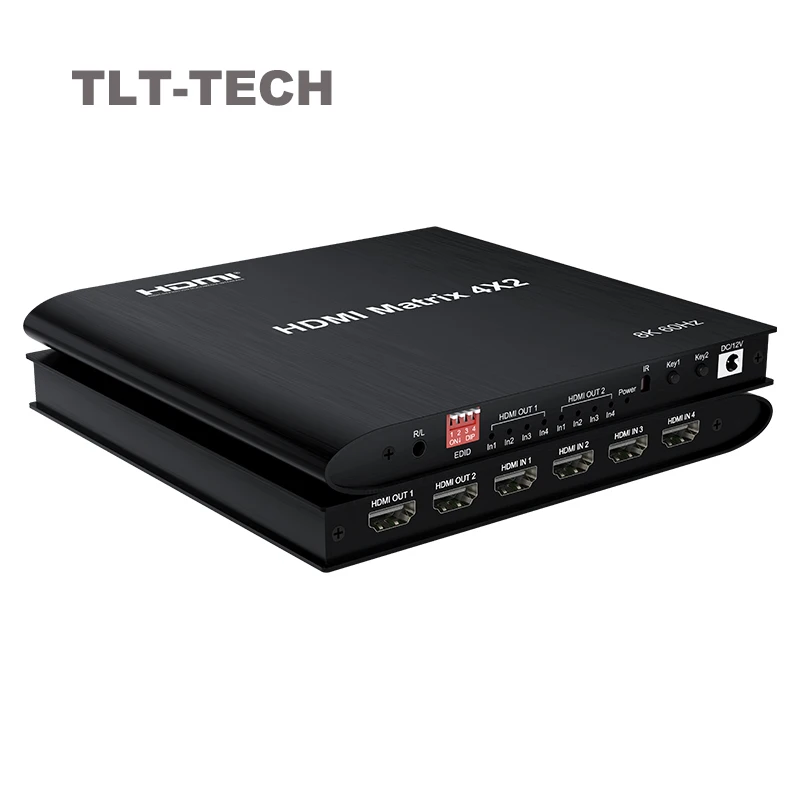 2022 New 8K 60Hz HDMI Matrix 4x2 support HDCP2.3 with EDID 8K HDMI Switch Splitter 4x2