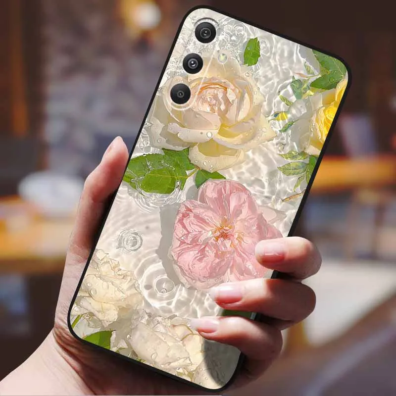 Floral Phone Case for Samsung Galaxy S23 S21 S24 S20 FE Capa Samsung S 23 21 24 20 22 Ultra Plus Soft Silicone TPU Cover Shield