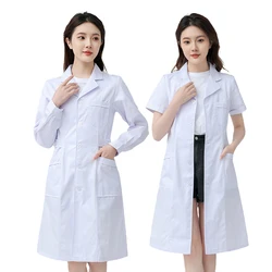 Female  Medical White Coat Cotton Nurse Doctor Uniform Hospital Work Clothes Scientific Lab Pharmacy Professional Work Uniform