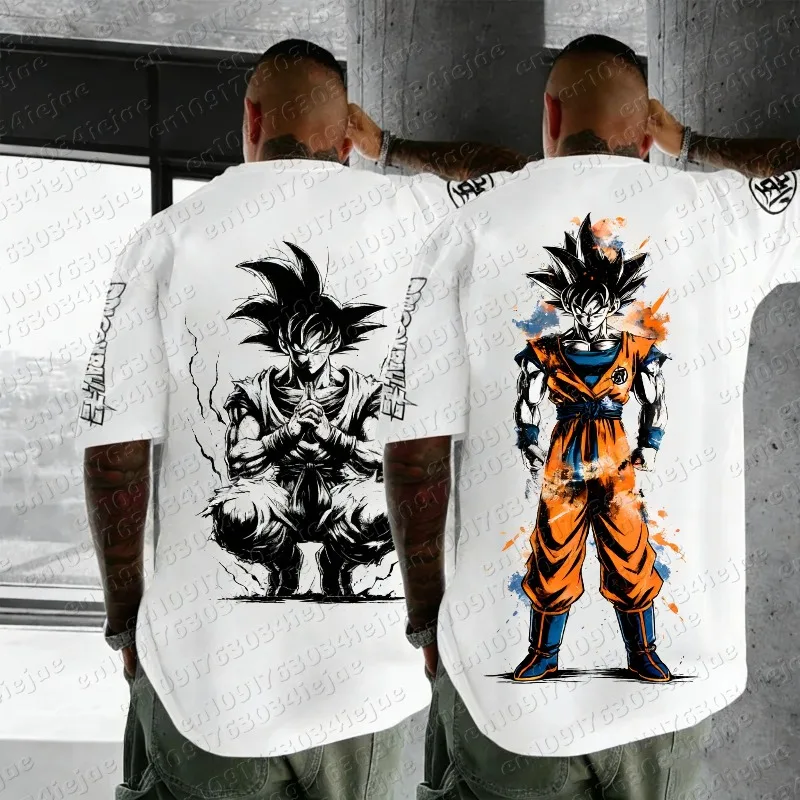 2026 Sommer Dragon Ball 100% Baumwolle Bedrucktes T-Shirt für Herren – Neu, Anime-Print, Bequem, Atmungsaktiv, Übergröße, Lässig, Locker