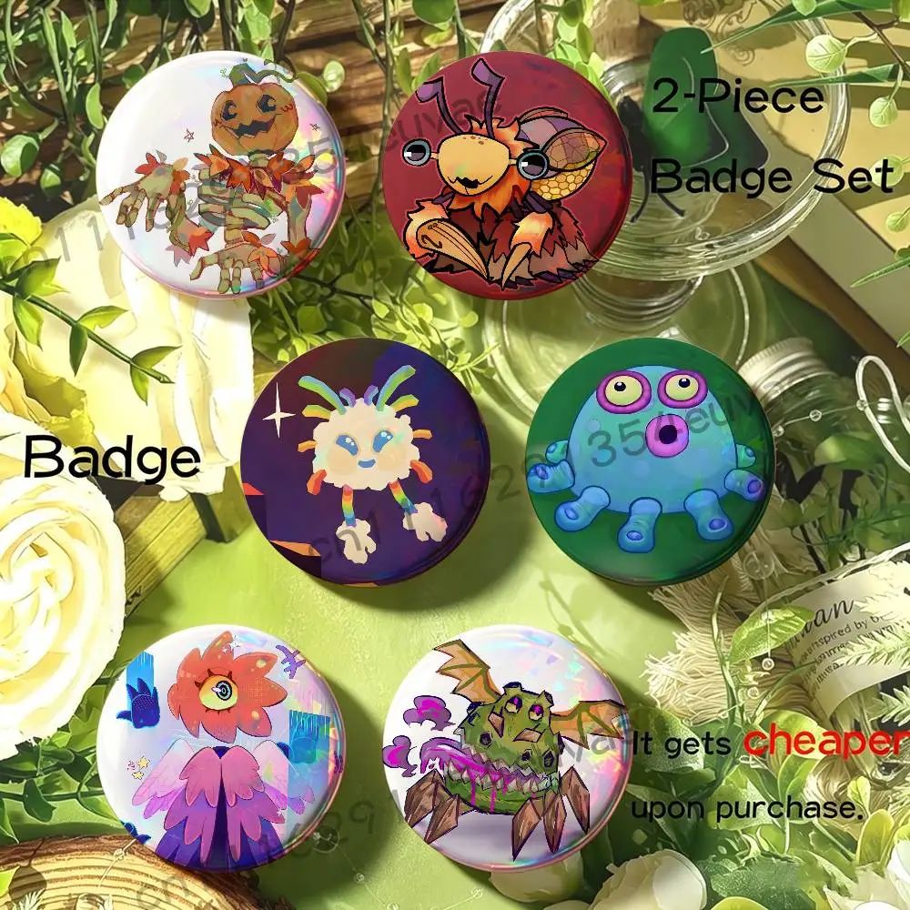 Cartoon My S-Singing M-Monsters Button Badge 2PC Sets for Bags & Clothes & Accessories Metal Pin Vibrant Collection
