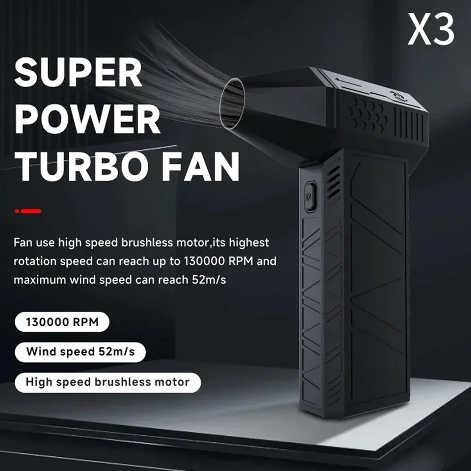  130000RPM Dust Blower Violent Fan With LED Light Powerful Handheld Rechargeable  Blower Electric Air Duster 3 Speed ​​52 m/s 