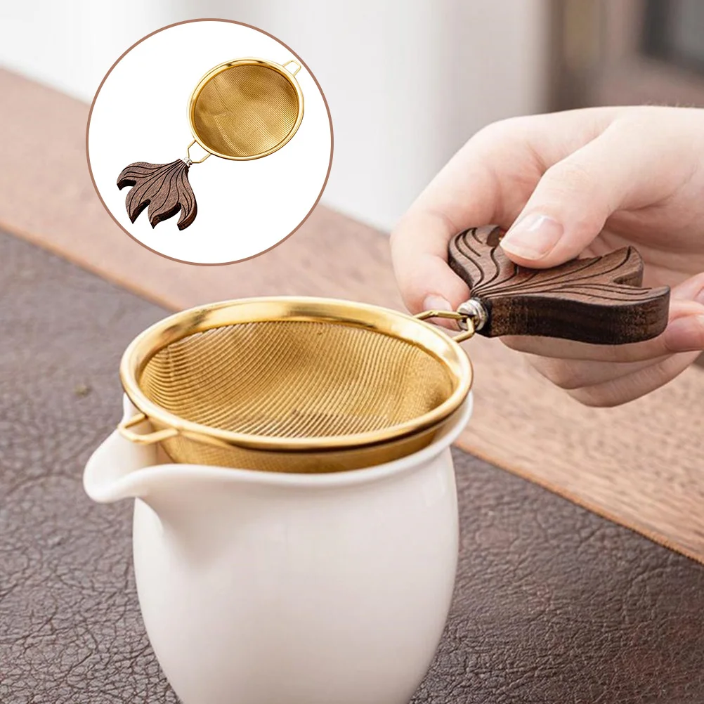 

Tea Strainer Wooden Handle Premium High Temperature Resistant Household Office Tea Infuser Basket Stainless Steel Mesh