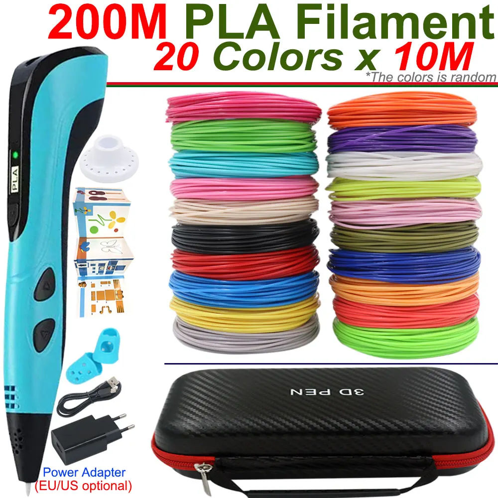 Kids 3D Pen Set With LCD Display Easy to Operate with Power Adapter Colorful PLA Filament Boys Girls Christmas Birthday DIY Gift