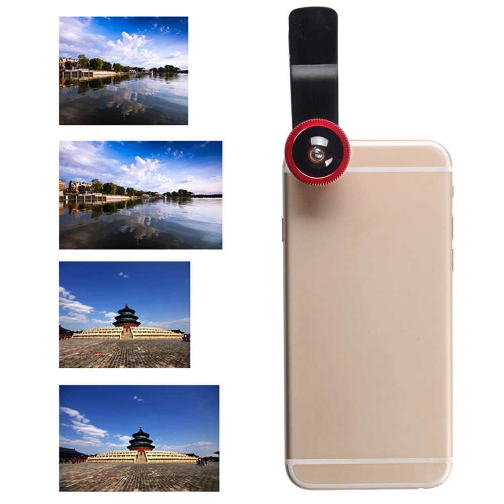 

3 in 1 Mobile Phone Camera Lens 180° Fish Eye +0.67X Wide Angle + Macro Lens Clip On Phone Lens for for Android iPhone