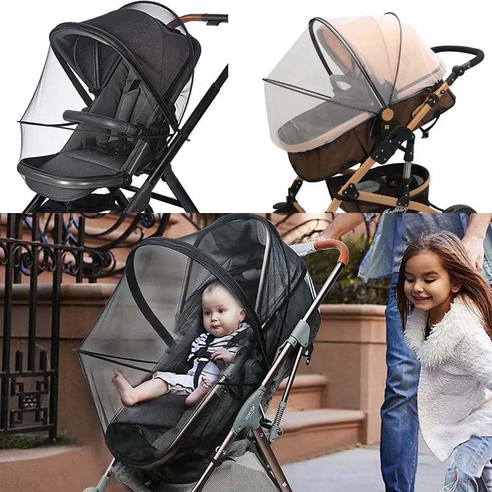 New Dual Zipper Pushchair Mosquito Net Folding Black Infant Protection Mesh Insect Shield Net Mesh Outdoor