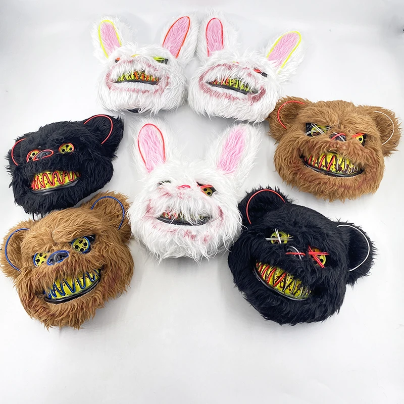 Rabbit Bear Cosplay Mask Cosplay Scary Head Cover Carnival Costume Headgear Props Dance  Halloween Horror Masks