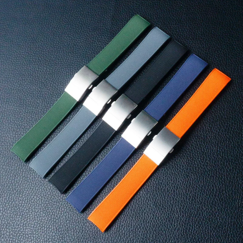 

21mm Curved End Rubber Watchband Longines Conquest Hydro Conquest L3.781 642 742 782 Sports Diving Silicone Fluororubber strap