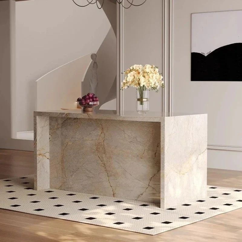 

Cloud brown rock slab island table bar table integrated minimalist mid-guide table customization