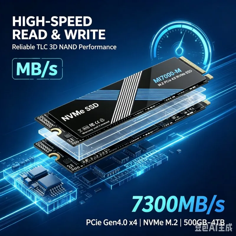 MI7000-M M.2 NVMe SSD 7300MB/s TLC 3D NAND 2280 Internal Solid State Drive 500GB‑4TB For PS5 Gaming Desktop Laptop PC Storage