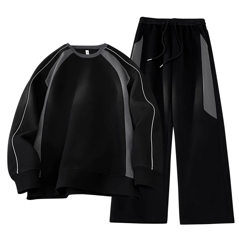 Spring Sportswear Sets Men's Patchwork Color Pullover Sweatshirt & Pants Two-piece Set Streetwear Sports Suit Sets Men Tracksuit