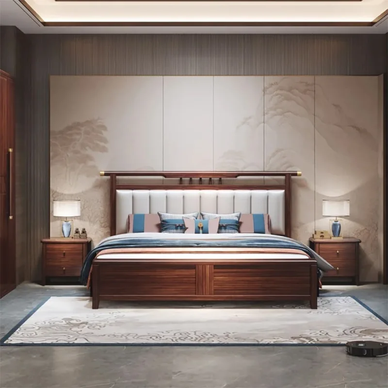 All solid wood ebony new Chinese solid wood bed high-end brand tenon and mortise storage master bedroom modern simplicity and mi