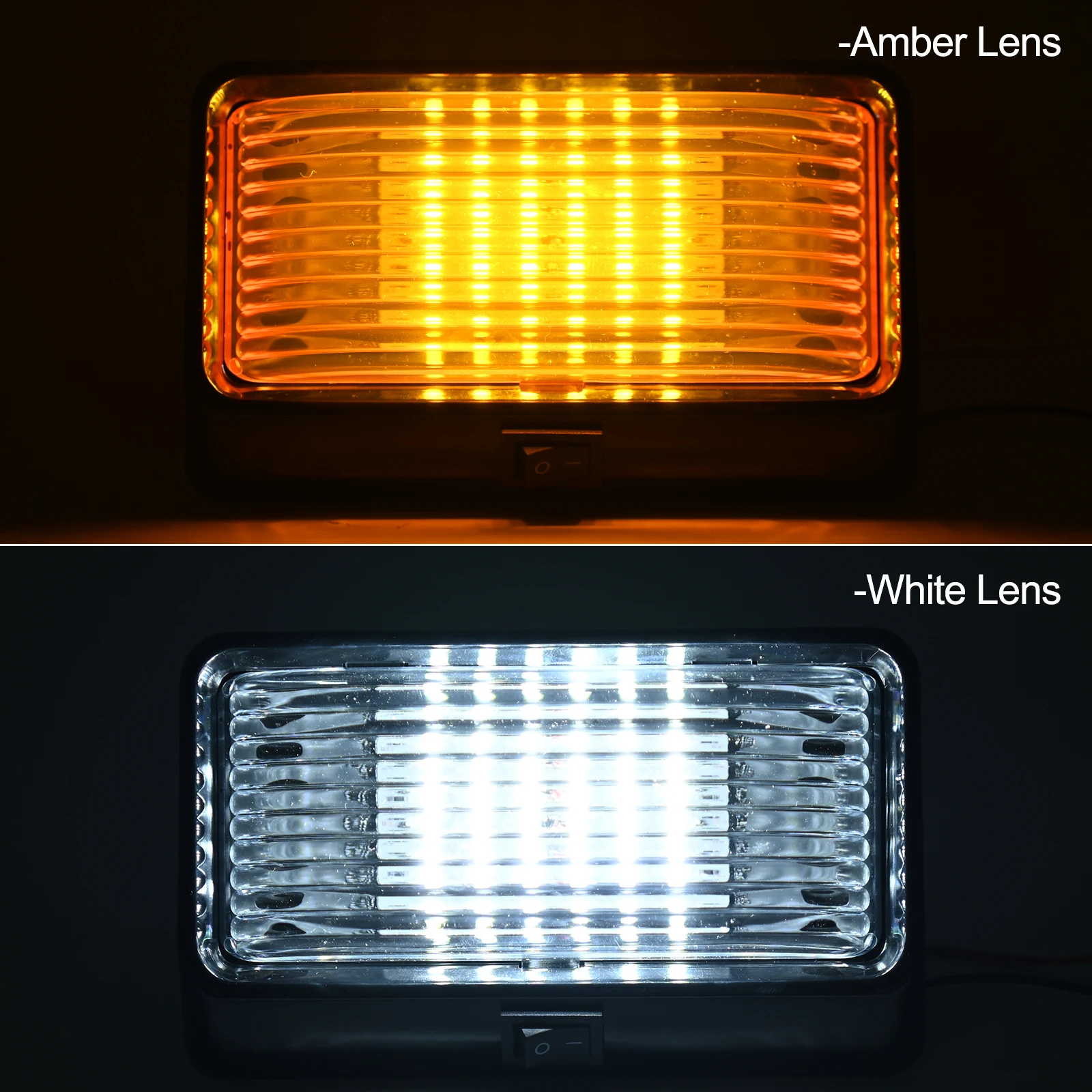 12V RV Exterior Porch Utility 320 Lumen Light with Switch Replacment Light Trailer Camper Clear and Amber Lenses Removable