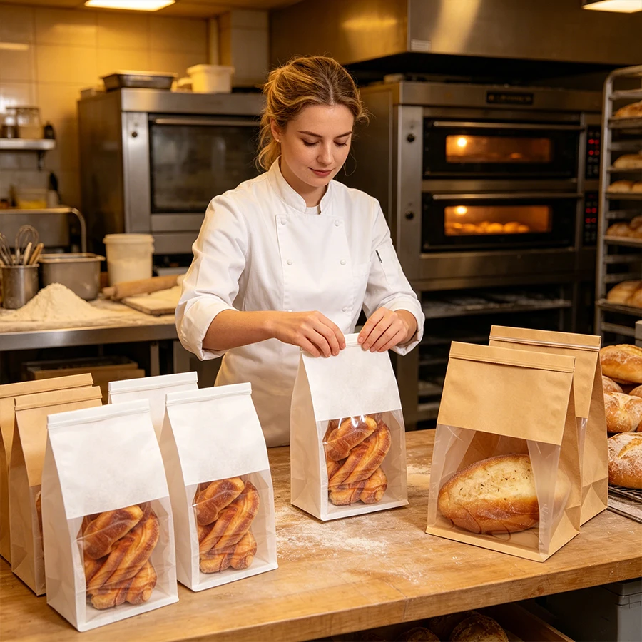 10/50/100pcs Rustic Kraft Bread Bags W/Wire Closure – For Toast Croissant Bagels Muffins – Party Wedding Christmas Gift Wrap