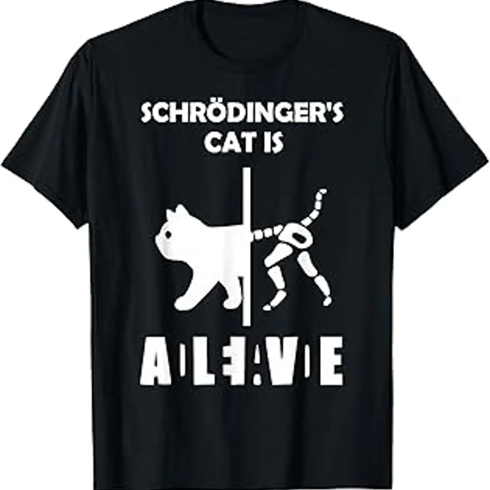 T-shirt vintage graphique lavé « Chat de Schrödinger : Mort ou vivant ?» pour les passionnés de physique – Idéal pour le quotidien et le streetwear