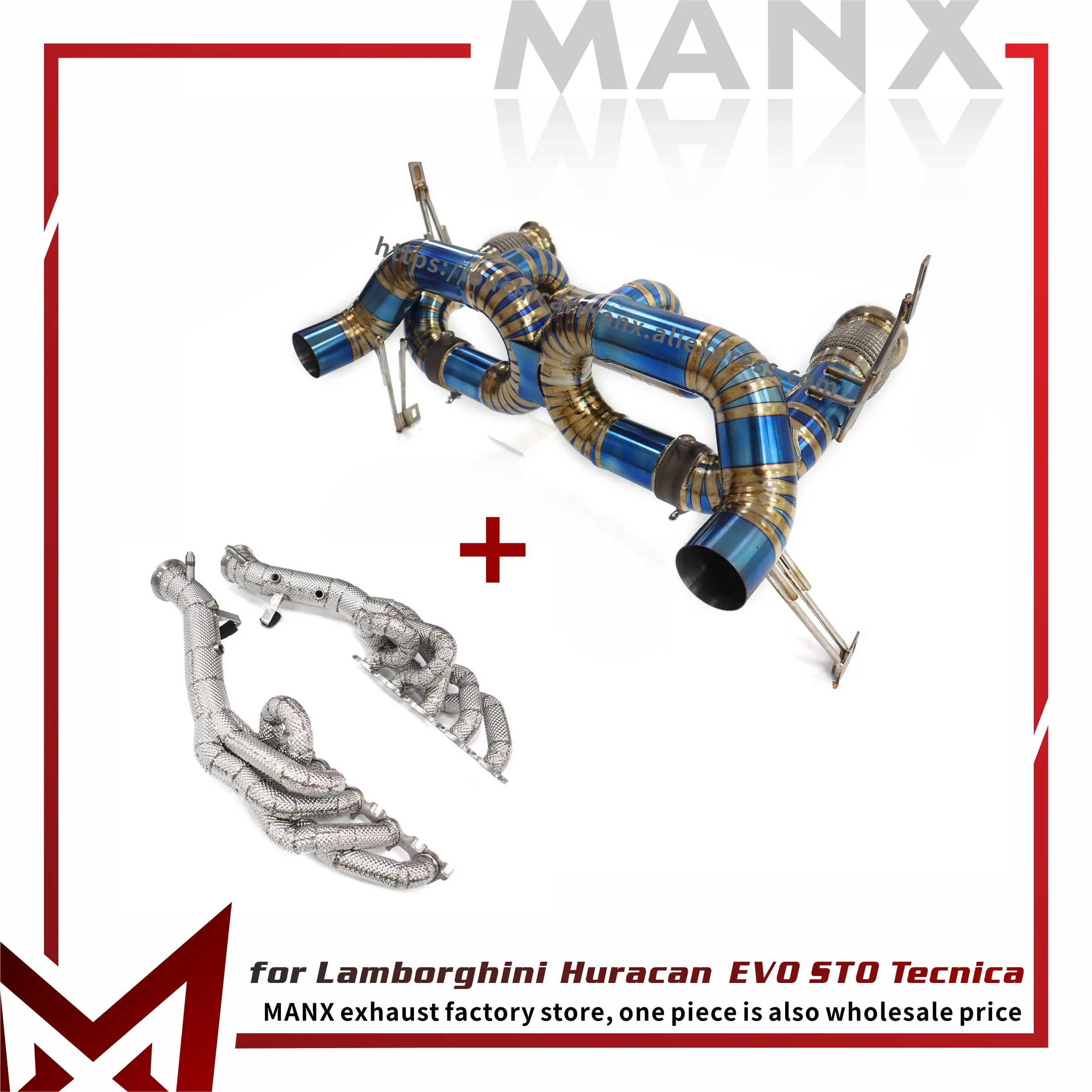 

MANX Exhaust pipe for Lamborghini Huracan EVO 5.2L Ti Catback Vacuum valves Muffler Easy installation manifold Heat shield