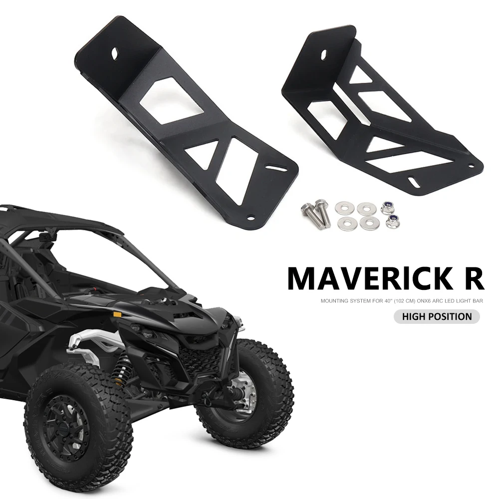 New Off-Road LED Light Bar Mounting Bracket Kit UTV Truck Light Mount Black For CAN-AM MAVERICK R For Can-Am Maverick R 2024-