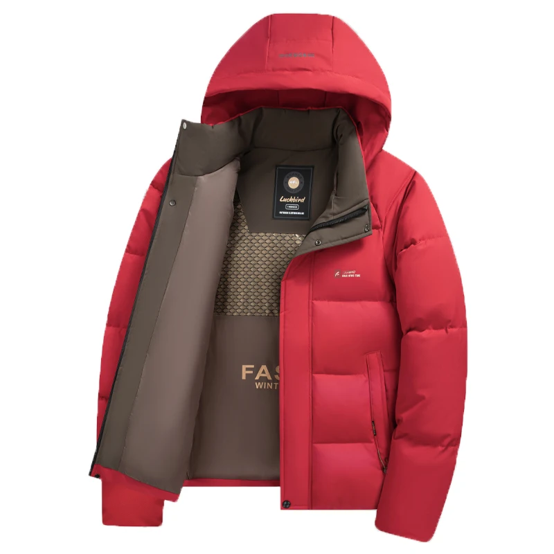 2026 New Winter Parka Men Thicken Casual Coat Slim Fit Outwear Waterproof Warm Solid Color Outdoor Outwear Hooded Coat