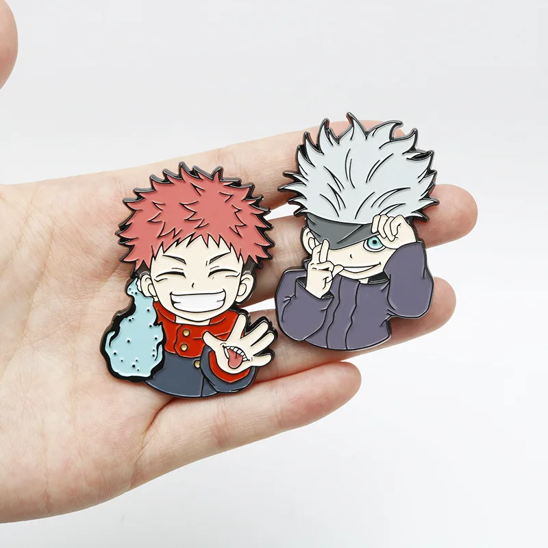 Kawaii Anime Satoru Gojo Itadori Yuji Metal Badges Emblem Pins Pendants Cosplay Accessories Figure Gifts