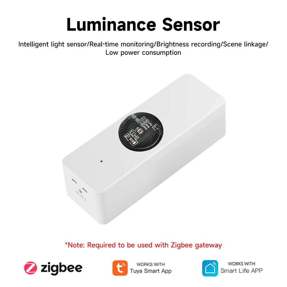 Tuya ZigBee Light Sensor Luminance Sensor Illumination Brightness Detector Smart Home Automation App Control Tuya Light Detector