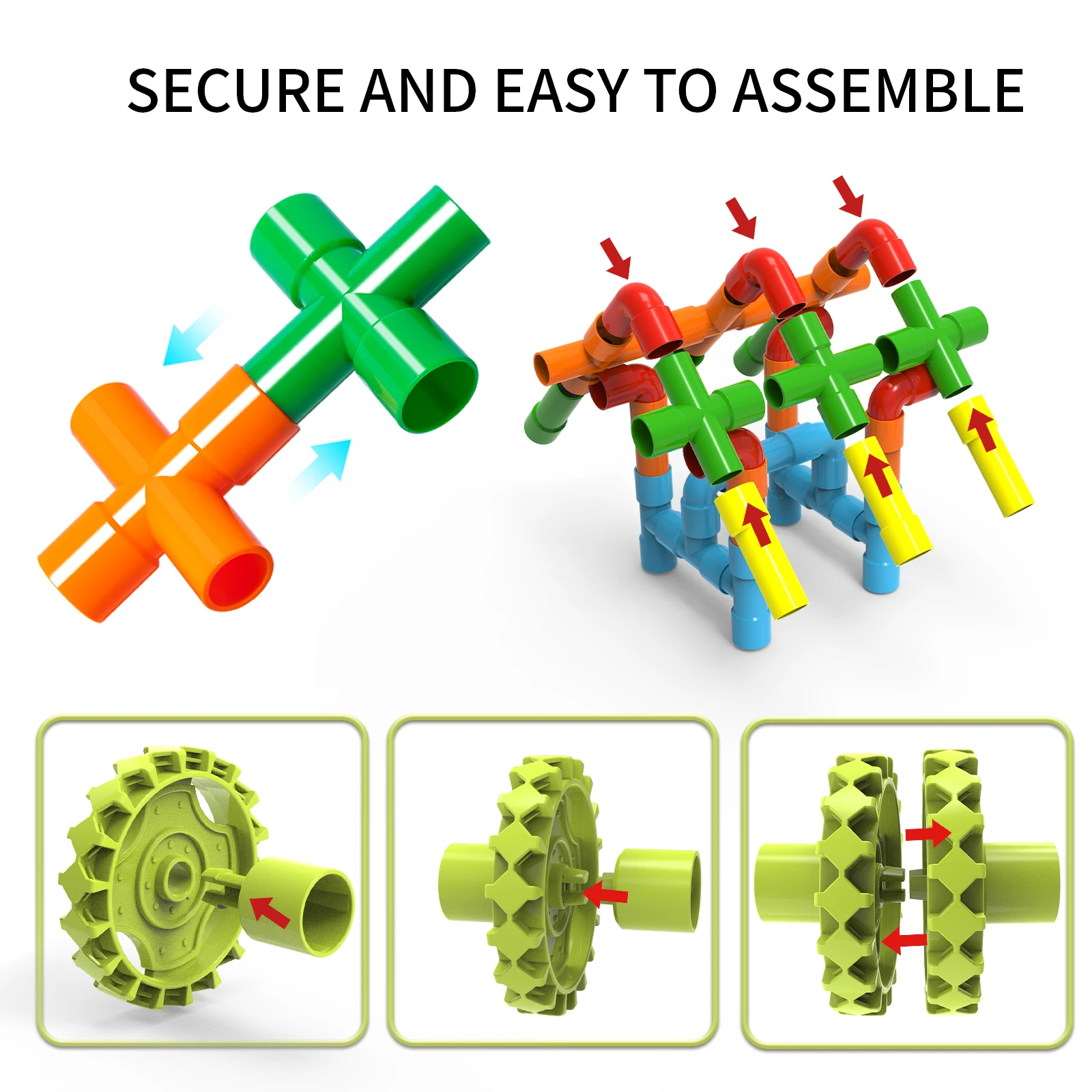 Children'S Pipe Building Blocks Toy Assembly Water Pipe Stacking Wood Beneficial Wisdom Male And Female Plastic Splicing Toy