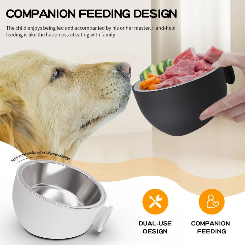 Cat and Dog Stainless Steel Eating Bowls Can Be Hung Can Be Flattened and Enlarged Anti-knock Over Pet Bowls and Dog Accessories