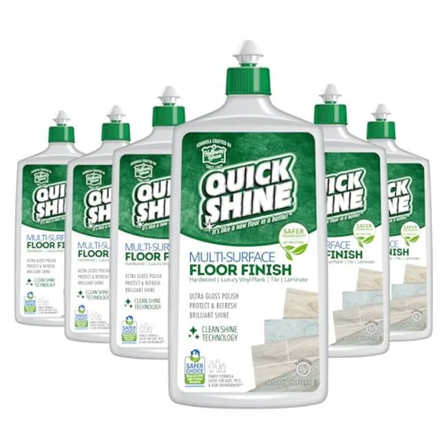 Limpiador y abrillantador multiusos para suelos, paquete de 6, para usar en madera dura, laminado, vinilo de lujo, losetas LVT y piedra. Una opción más segura.