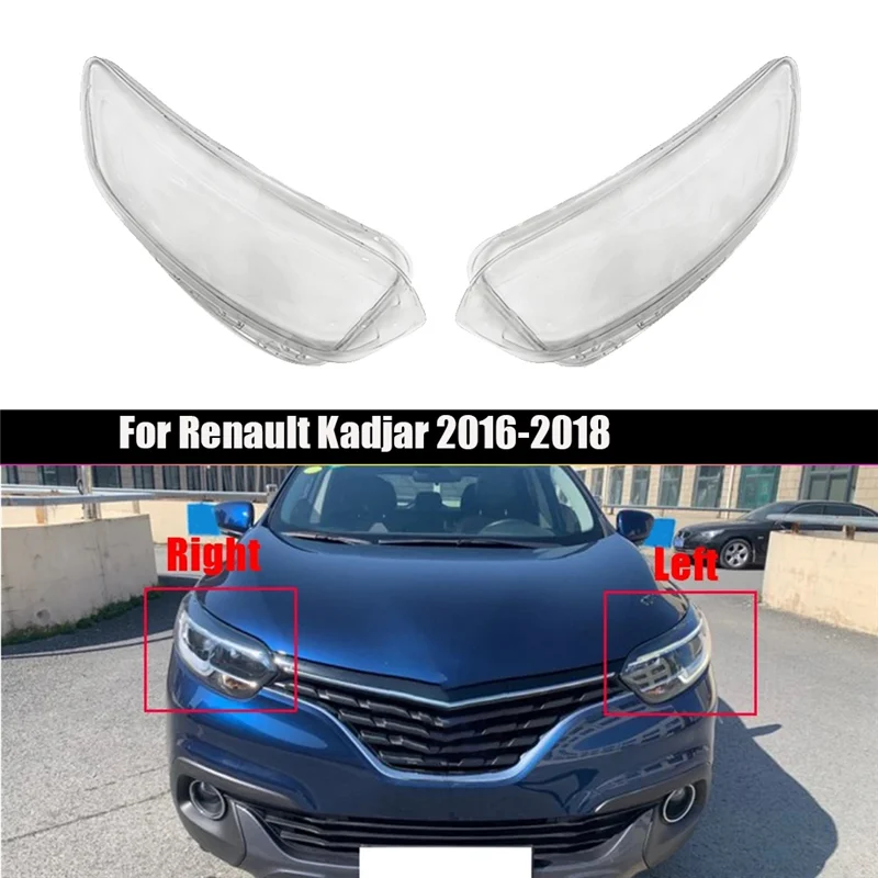 

1Pair Front Headlight Cover Housing For Renault Kadjar 2016-2018 Head Light Light Case Lens Shell Transparent Lampshades