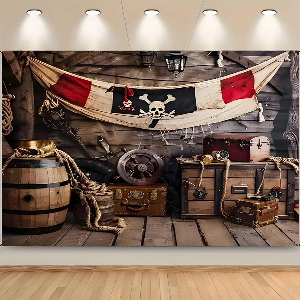 Retro Pirate Treasure Map Backdrop for Photography Nautical Island Background  Birthday Party  Boys Portrait Photo Props DS-12