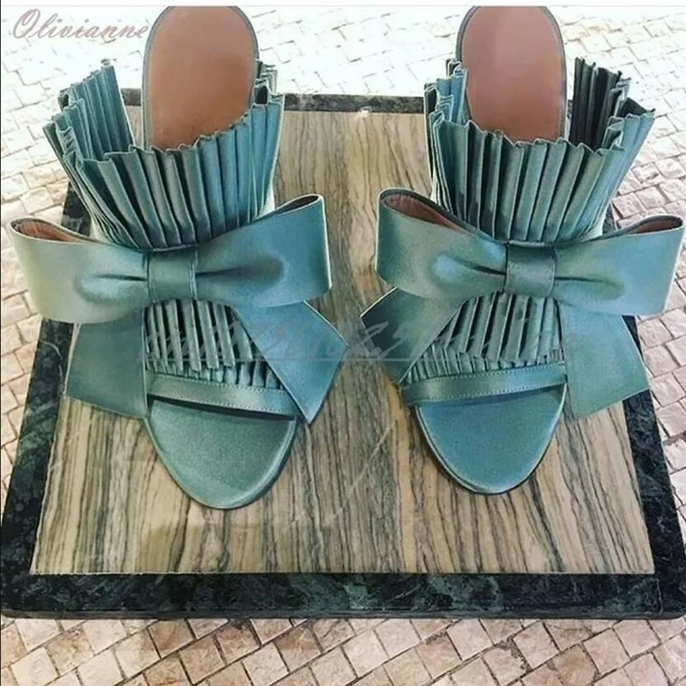 

Blue Big Front Butterfly Knot Decor Slippers Open Toe Stiletto High Heel Fashion Sexy Women Shoes 2025 New Zapatos Para Mujere