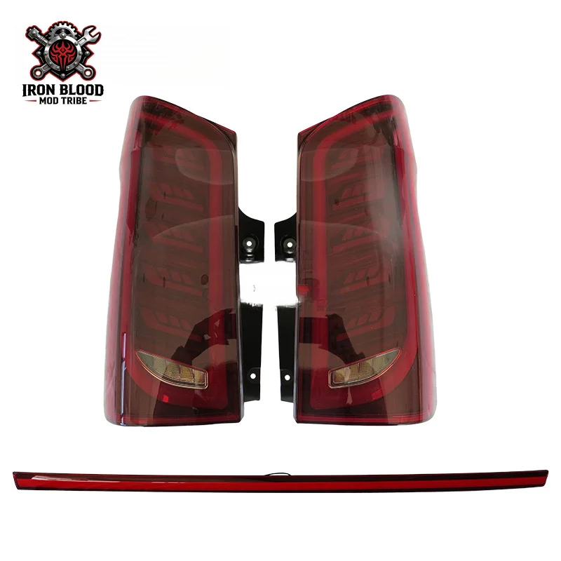 Suitable for Mercedes-Benz Vito Racing Style Red Cover + Through Rear Tail Car Light