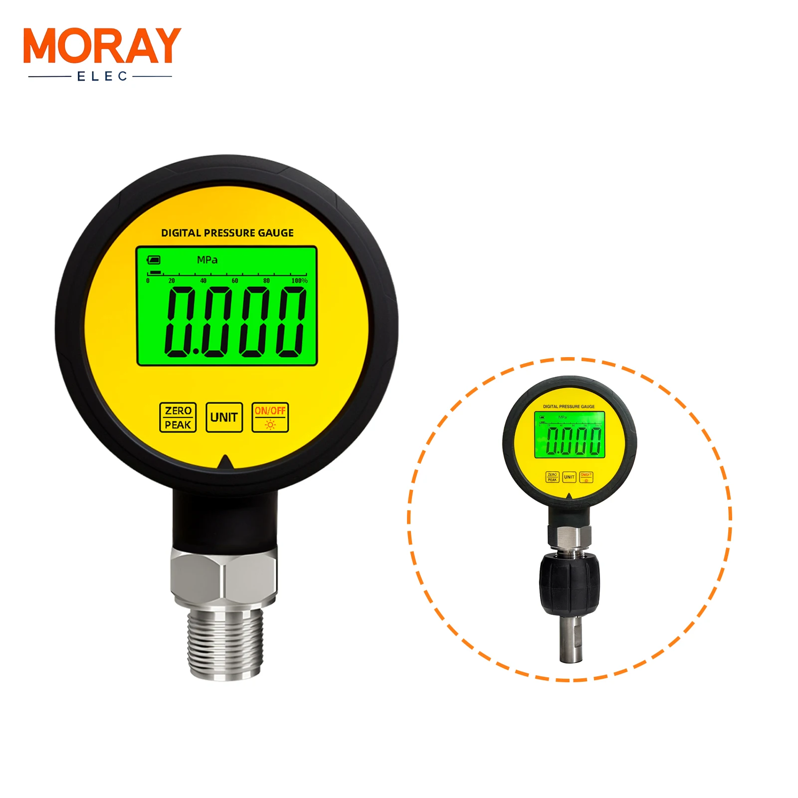 

Moray ME260P LCD Accuracy Rubber Protector Waterproof 1%FS Stainless Steel Digital Pressure Gauge Gas Differential Manometer