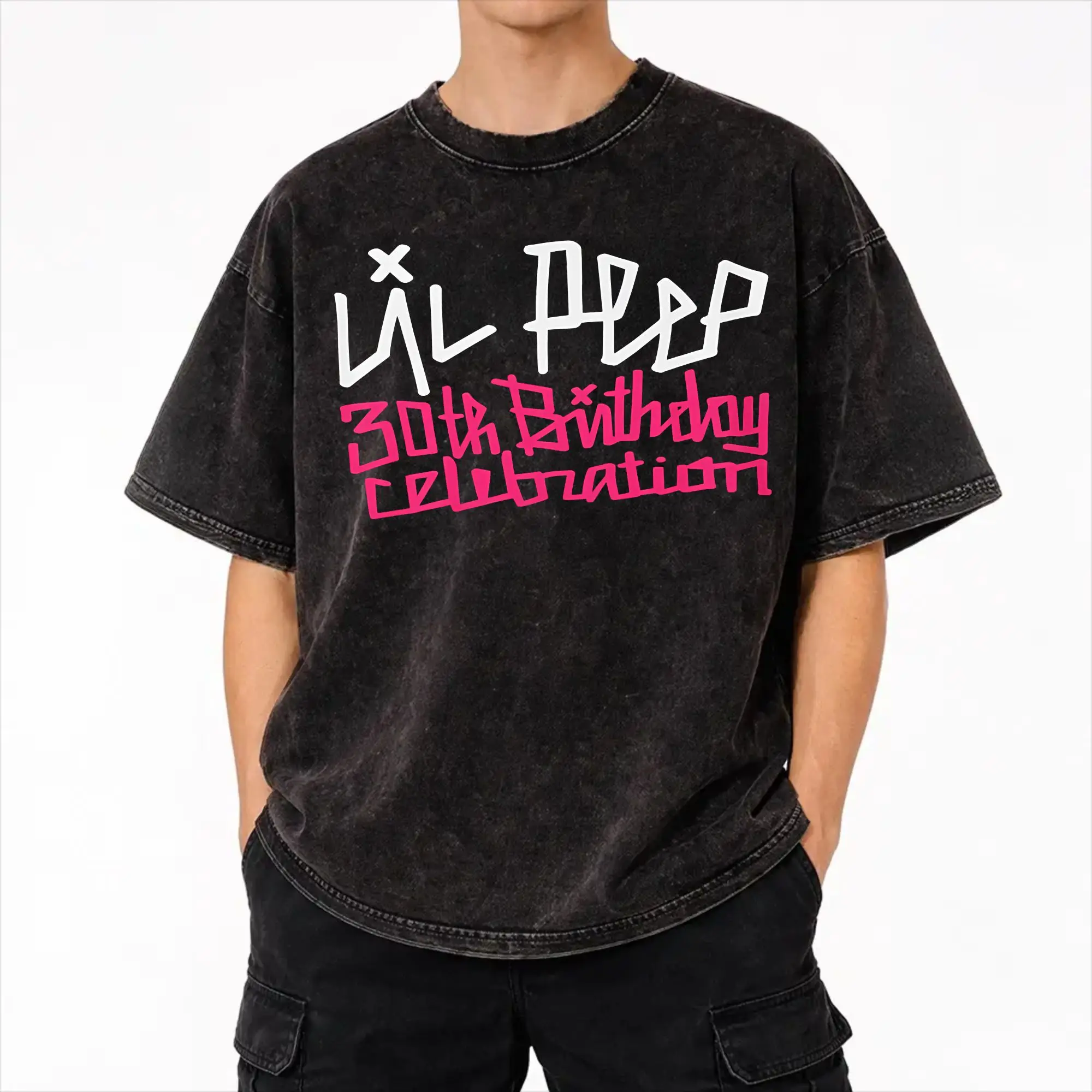 Lil Peep 30th Birthday Celebration Tour 2026 T Shirts Hip Hop Washed Cotton Harajuku T-Shirts  Vintage for Men Women Streetwear