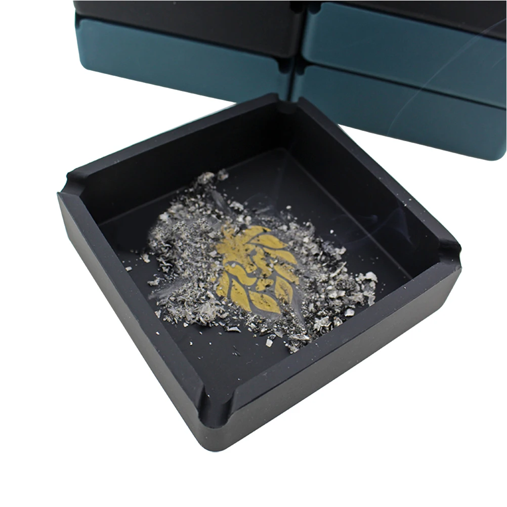 

1 Pc Cigar Ashtray Square Silicone Ashtray Unbreakable Ash Holder Heat Resistant Personality Ashtray (Dark )