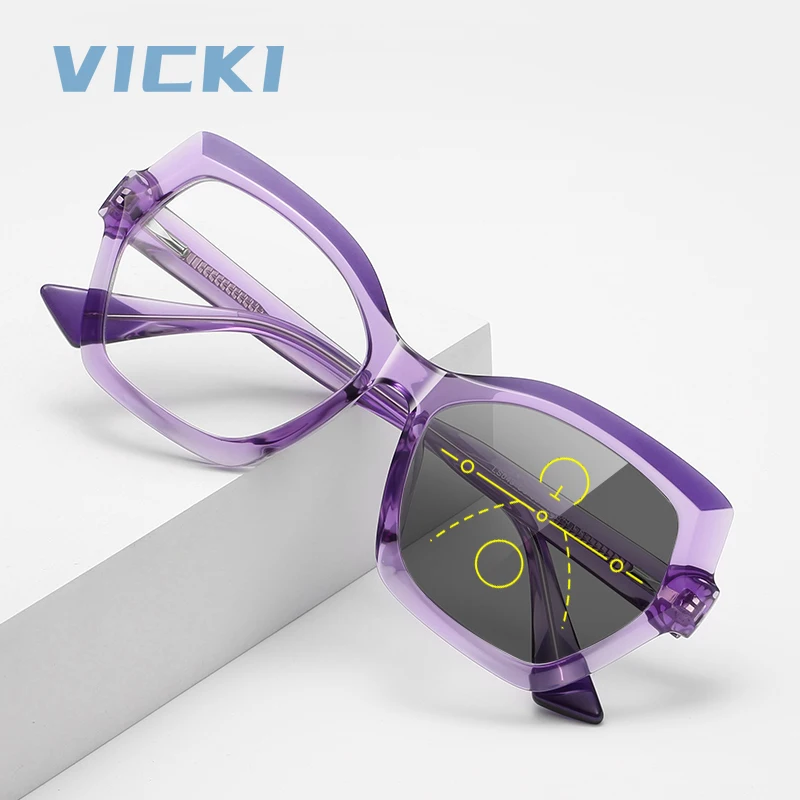 

Модные очки VICKI с блокировкой цвета, фотохромные очки с защитой от синего света, персонализированные мультифокальные очки по рецепту LS043