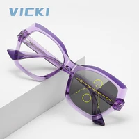 VICKI Gafas de moda con bloqueo de color, luz fotocromática anti-azul, gafas multifocales graduadas personalizables LS043