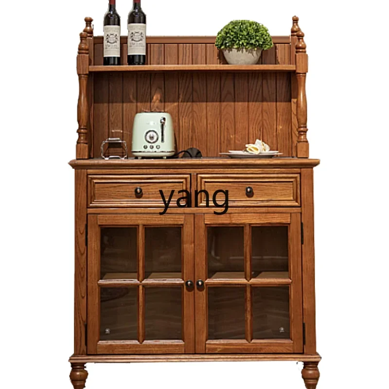 

Yjq Solid Wood Small Size Dining Side Storage Tea Kitchen Locker Integrated Wall Retro Wine Cabinet