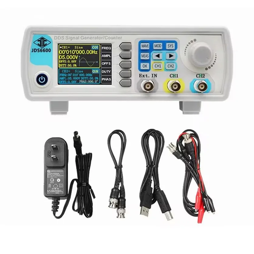 AOLIVIYA DDS Dual Channel Arbitrary Wave Generator Pulse Signal Source Frequency Meter 15-60MHz Numeric Control Specialty Tools