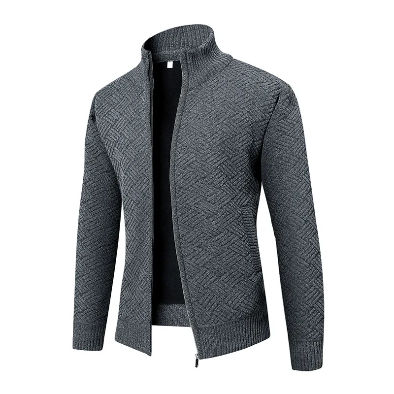 شتاء خريف موضة جديدة للرجال مشفرة بالألوان عادية عصرية بسيطة الأساسية الوقوف طوق كم طويل محبوك بالأزرار معاطف الذكور #4