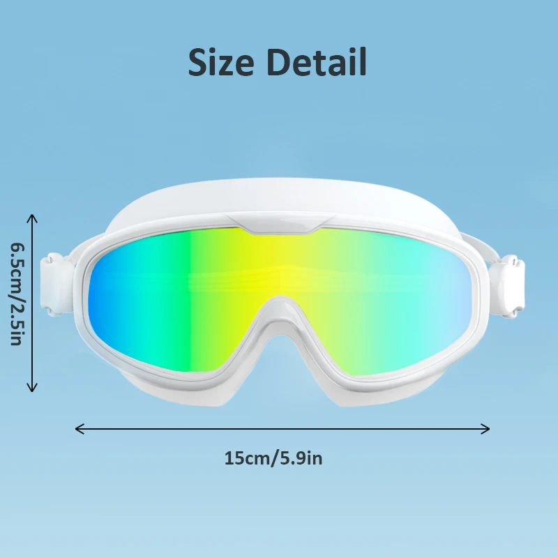 Large Frame Swimming Goggles for Men and Women, Anti-Fog UV Protection Swim Glasses, Adjustable Swim Goggle Eyewear