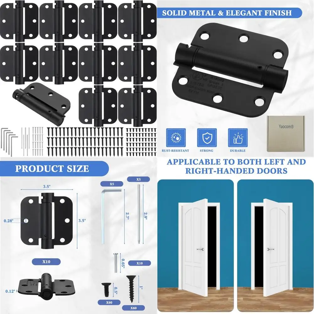 

Пружинные самозакрывающиеся дверные петли, 10 шт., 3,5 дюйма, регулируемое напряжение, подходят для гаражных ворот, радиус 5/8 дюйма, авто