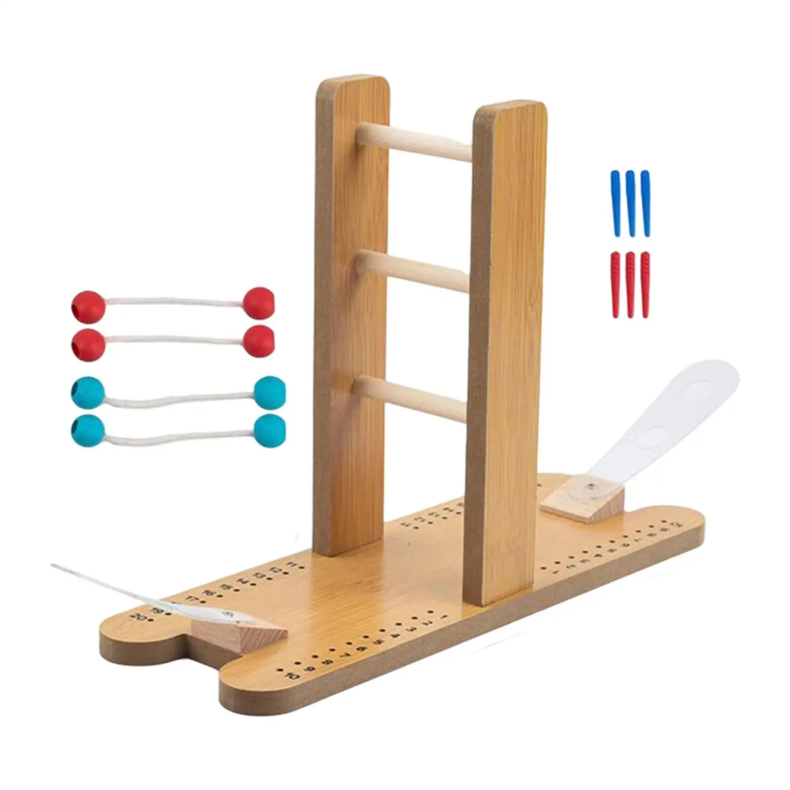 Wooden Ladder Ball Toss Game Set for Kids Adults Family Outdoor Interactive Backyard Lawn Sports Practice